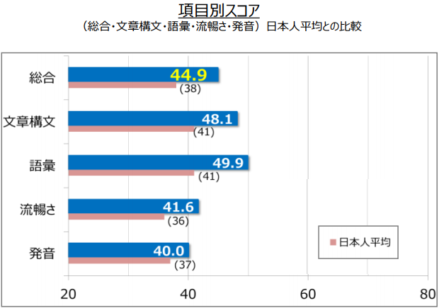ヴァーサント 項目別の平均スコア