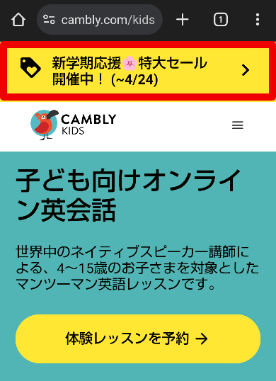 Cambly Kidsのキャンペーン
